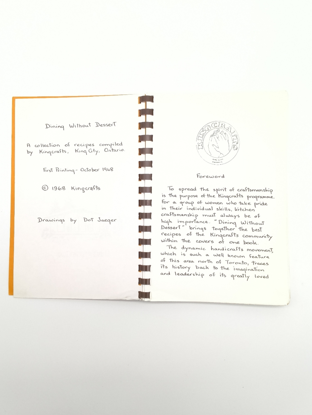 Vintage "Dining Without Dessert" Kingcrafts Community Cookbook "1968" - Picture 4 of 8